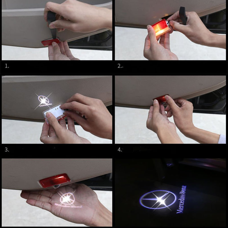 2pcs Suitable For Mercedes-Benz E A B C ML Class w212 w166 w176 Series Car Door Welcome Lights Ghost Shadow Led Projector Logo Light