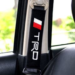 2Pcs TRD Carbon Fiber Embroidery Car Seat Belt Cover Safety Shoulder Pads