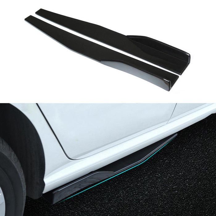 2pcs Universal 75cm Black Car Side Skirt Rocker Splitters Winglet Wings Canard Diffuser