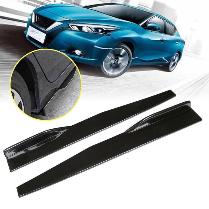 2pcs Universal 75cm Black Car Side Skirt Rocker Splitters Winglet Wings Canard Diffuser