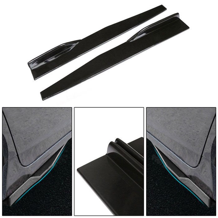 2pcs Universal 75cm Black Car Side Skirt Rocker Splitters Winglet Wings Canard Diffuser