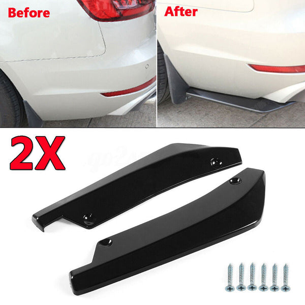 2pcs Universal Car Rear Bumper Lip Diffuser Splitter Canard Protector BLACK