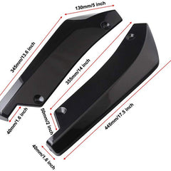 2pcs Universal Car Rear Bumper Lip Diffuser Splitter Canard Protector BLACK