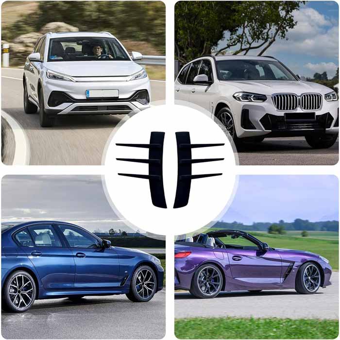 2Pcs Universal Car Spoiler Canards Kit Front Bumper Splitter, Anti-Collision Fender Side Vents Stickers