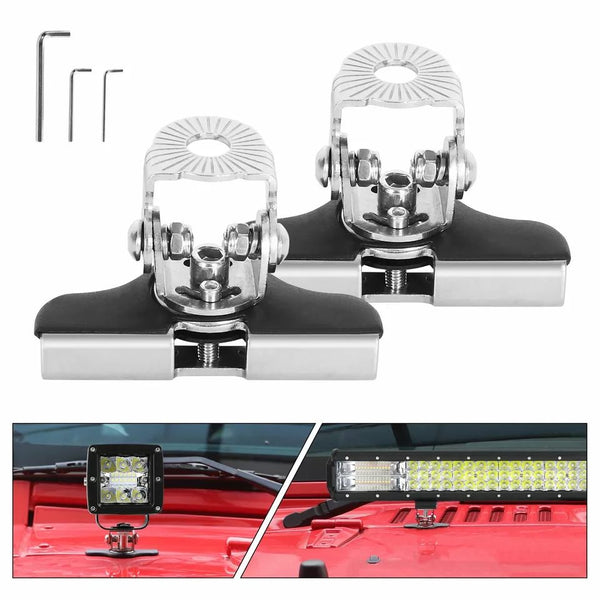 2PCS Universal Pillar Hood Led Work Light bar Mount Bracket Clamp Holder Offroad