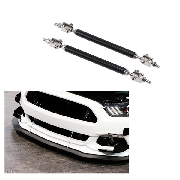 2pcs15cms Black LARGE Adjustable Universal Front Rear Bumper Lip Splitter Strut Brace Rod Support Bar