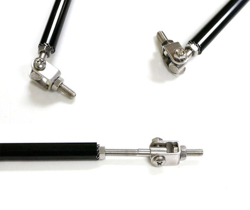 2pcs15cms Black LARGE Adjustable Universal Front Rear Bumper Lip Splitter Strut Brace Rod Support Bar