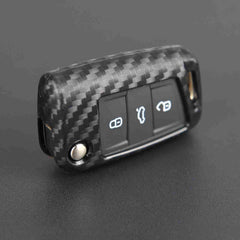 3 Button Flip Key ABS+Silicone Car Key Cover Case With Keychain Suitable For Volkswagen Virtus, Tiguan, T-Roc, Taigun, New Jetta