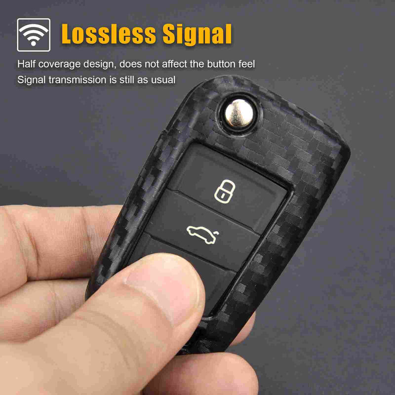 3 Button Flip Key ABS+Silicone Car Key Cover Case With Keychain Suitable For Volkswagen Virtus, Tiguan, T-Roc, Taigun, New Jetta