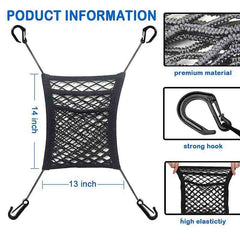 3-Layer Car Mesh Organizer, Seat Back Net Bag, Barrier of Backseat Pet Kids, Cargo Tissue Purse Holder, Driver Storage Netting Pouch