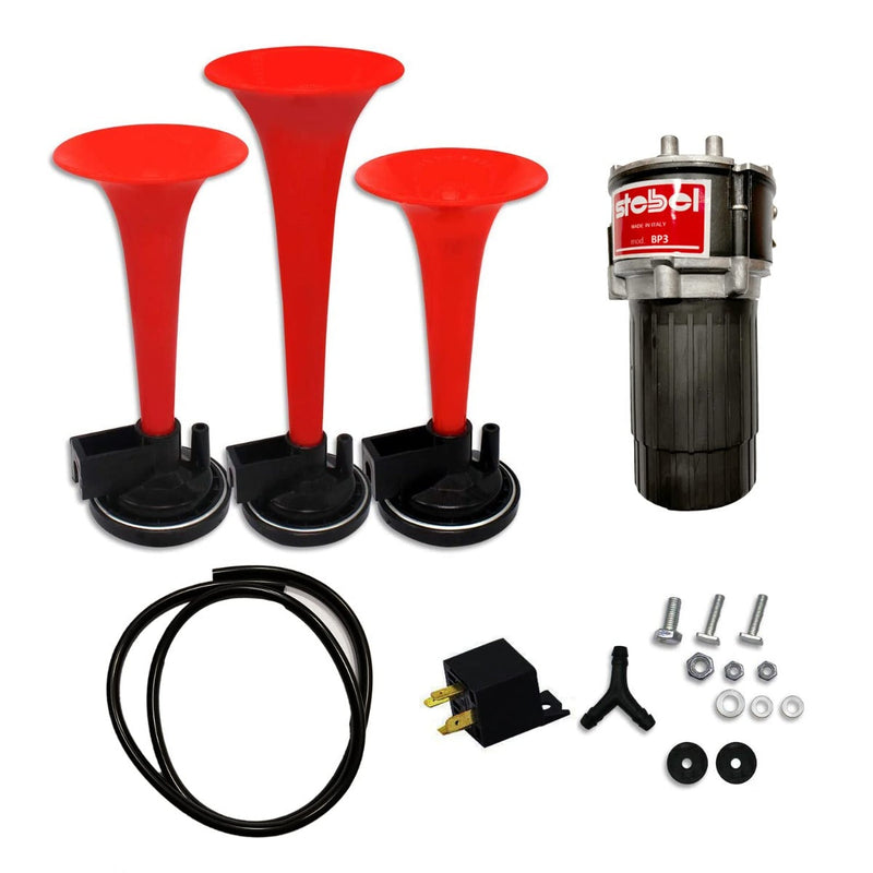 3 Pipe The Godfather Stebel Air Pressure Musical & Plain Sound Horn For Bikes & Cars (Made In Italy)
