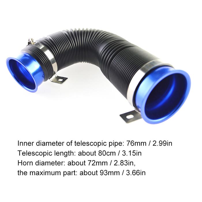 3'' Universal Car Cold Air Intake Feed Flexible Duct Pipe Inlet Hose Tube Duct (Assorted Color)