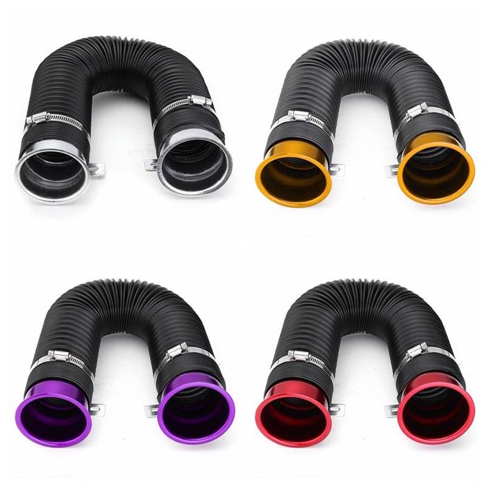 3'' Universal Car Cold Air Intake Feed Flexible Duct Pipe Inlet Hose Tube Duct (Assorted Color)