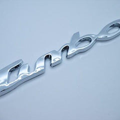 Cursive Style Small Letter Turbo Metal Logo 3D Car Hood Ornament / Decal For Car Bike Cycle
