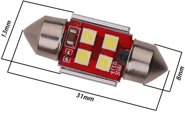 1pc 31mm Festoon White LED SMD C5W Bulb Car 4-3030 Interior 6428 DE3021