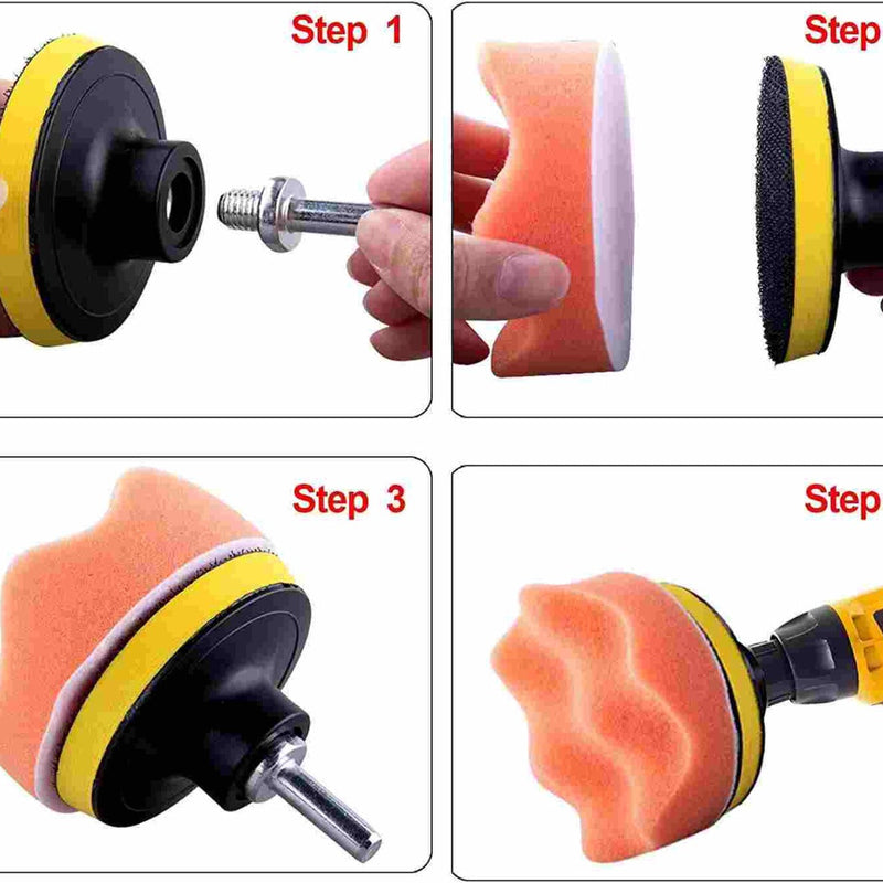 31pcs Buffing Pads Polishing Mop Car Wheel Buffer Polisher Kit Drill Attachment
