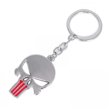 PUNISHER 3D Logo Emblem Metal Keychain For Gen Z, Travellers, Office, Bikes, Cycles And Cars