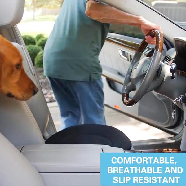 Black 360 Rotating Seat Cushion, Portable Memory Foam Auto Swivel Anti-Slip Seat Disc Fit Car Vehicle Sport Seat Space, Easy Movement to Enter/Exit