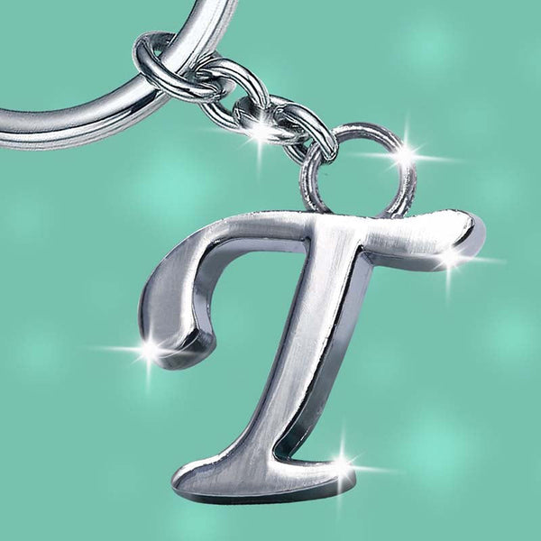 Stylish Letter T Simple Alphabet Key Ring Keychain For Car