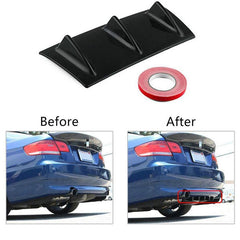 3Fin Universal Lower Rear Body Bumper Lip Diffuser Shark Fin Spoiler Gloss Black