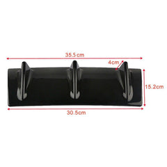 3Fin Universal Lower Rear Body Bumper Lip Diffuser Shark Fin Spoiler Gloss Black