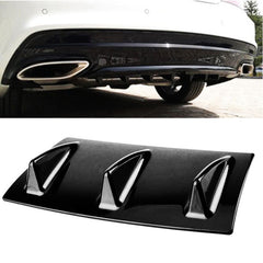 3Fin Universal Lower Rear Body Bumper Lip Diffuser Shark Fin Spoiler Gloss Black