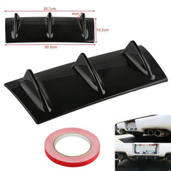 3Fin Universal Lower Rear Body Bumper Lip Diffuser Shark Fin Spoiler Gloss Black