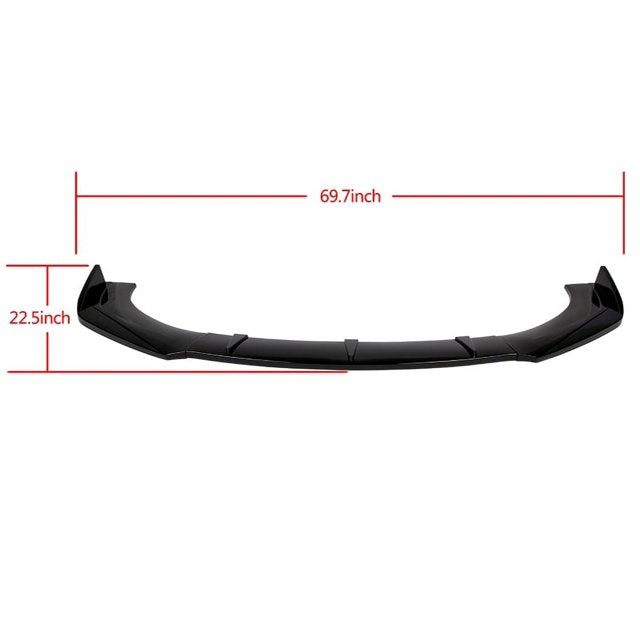3pc Universal Glossy Black Front Bumper Protector Body Kit Splitter Spoiler Lip (Heavy Quality)