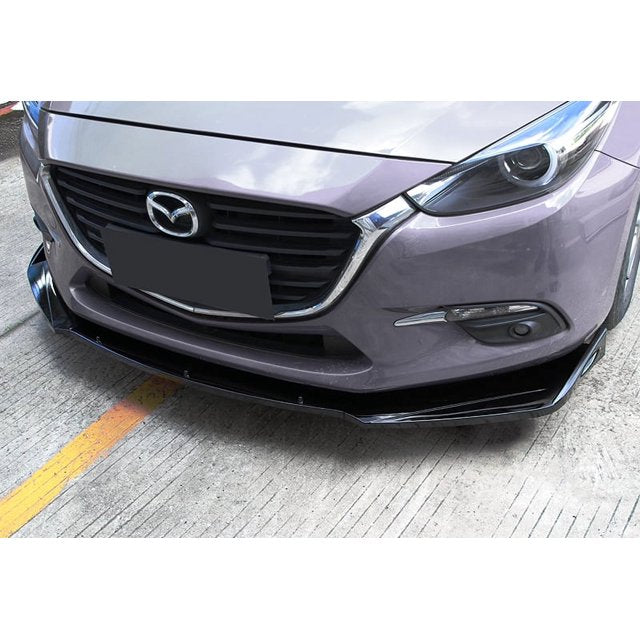 3pc Universal Glossy Black Front Bumper Protector Body Kit Splitter Spoiler Lip (Heavy Quality)