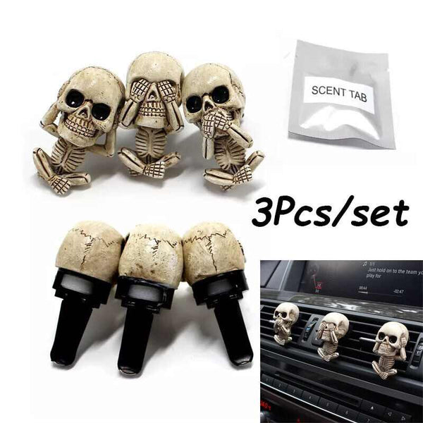 3PCS Car Decor Gift Ghost Skull Car Air Freshener Car Perfume Diffuser Vent Clip