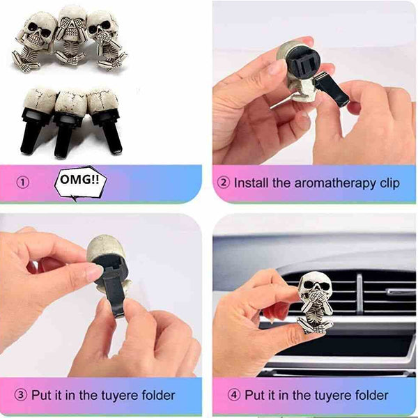 3PCS Car Decor Gift Ghost Skull Car Air Freshener Car Perfume Diffuser Vent Clip