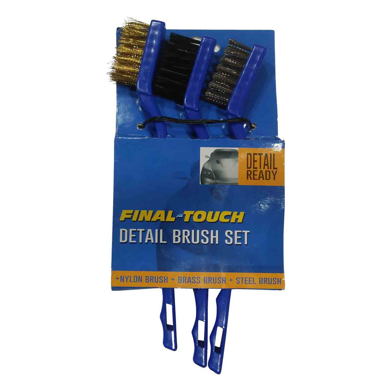 3pcs Mini Stainless Steel Brass Nylon Wire Brush Set Cleaning Detailing Polish