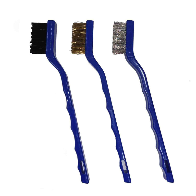 3pcs Mini Stainless Steel Brass Nylon Wire Brush Set Cleaning Detailing Polish