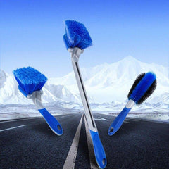 3PCS/SET Car Wash Wheel Blue Brush Long Handle Tire Brush Cleaning Tool Wash Car Tire Brush