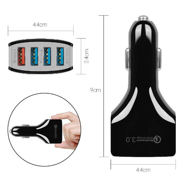 4 Port USB 3.0 Fast Charging Car Charger Adapter Quick Charge (Random Color)