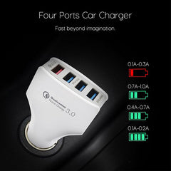 4 Port USB 3.0 Fast Charging Car Charger Adapter Quick Charge (Random Color)