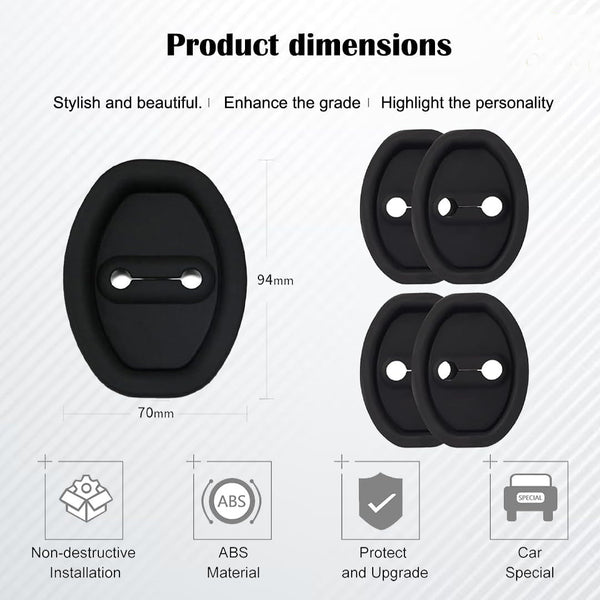 4 Pcs Car Silicone Door Latch Protective Cover Silent Shock Pads Vehicle Doors Locks Guard Stopper Set Auto Protector Automotive Tools Supplies [8x6x1 Cm]