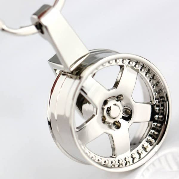 DRIFT CAR 5-SPOKE DEEP DISH LIP RIM WHEEL METAL KEYCHAIN KEY CHAIN RING