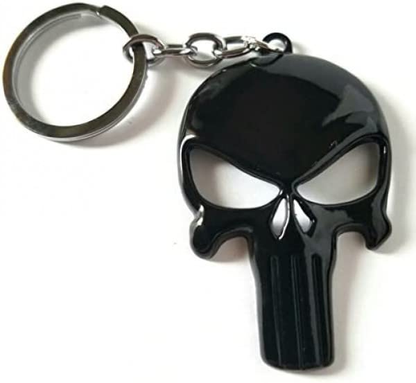 PUNISHER 3D Logo Emblem Metal Keychain For Gen Z, Travellers, Office, Bikes, Cycles And Cars