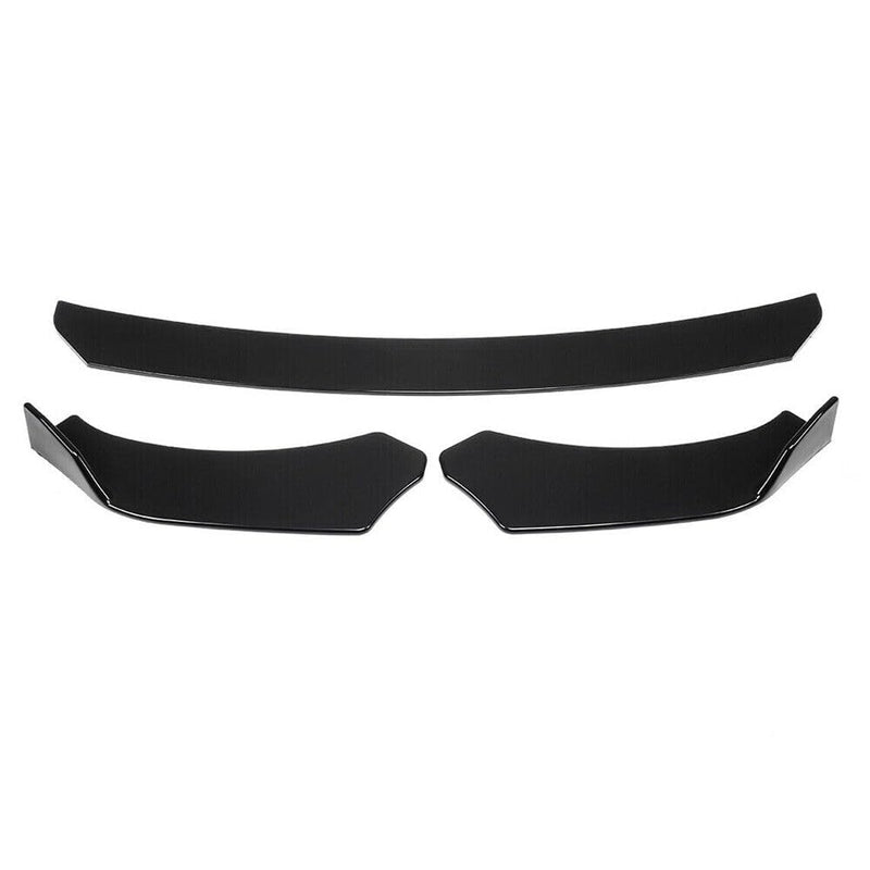 New 3pcs Car Universal Black Front Bumper Spoiler Lip Chin Up Body Kit Splitter