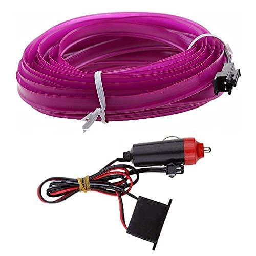 Purple 5 Feet Flexible EL Wire Glowing Neon Car Light + Inverter