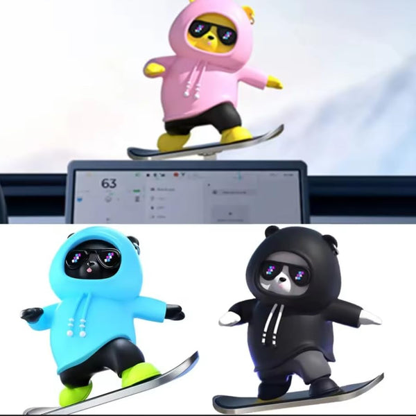 1 Pc Mix Color Skateboard Racing Bear Car Interior Dashboard Decoration Dynamic Ornament