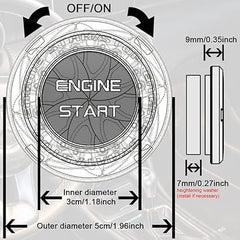 Car Push Start Button Cover Zinc Alloy Engine Start Stop Protector With Flip Design