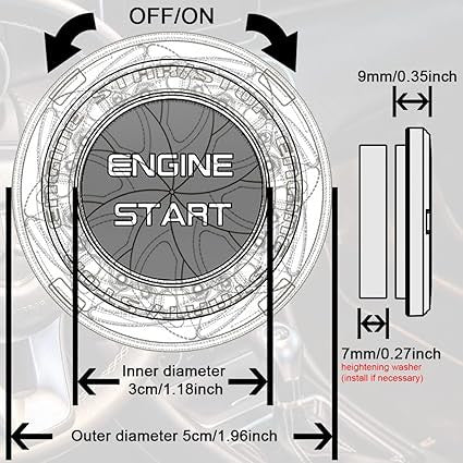 Car Push Start Button Cover Zinc Alloy Engine Start Stop Protector With Flip Design
