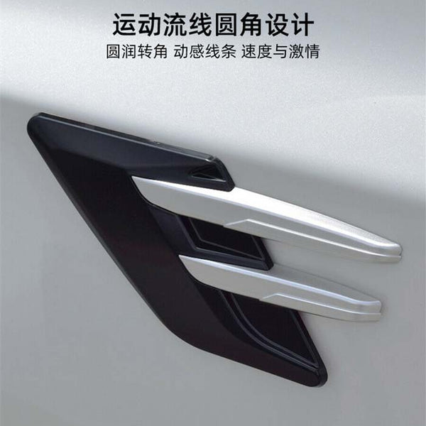 2pcs Black Chrome Car Fender Side Vents Compatible Decorative Air Flow Intake For Exterior Parts in ABS