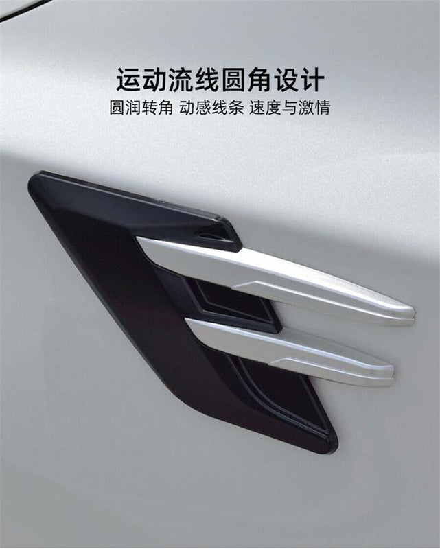 2pcs Black Chrome Car Fender Side Vents Compatible Decorative Air Flow Intake For Exterior Parts in ABS