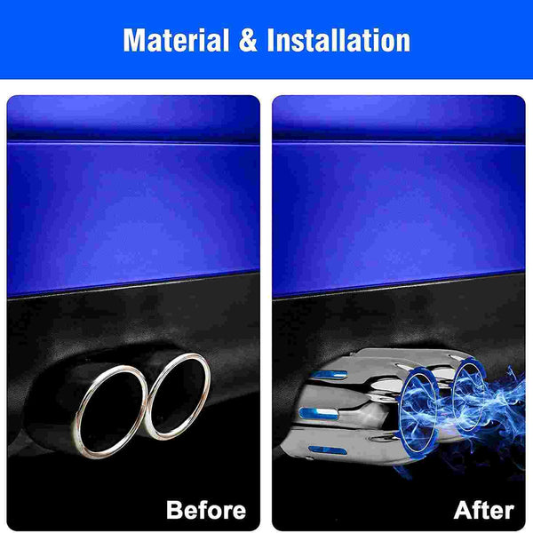 1pc Blue 2.5'' 63mm Exhaust Tips Stainless Steel Muffler Car Exhaust Tail Pipe Modification Luminous Tube With Flame LED light