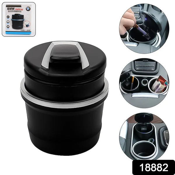 Portable Car Ashtray With Lid And Blue LED Light (1 Pc / With Color Box)