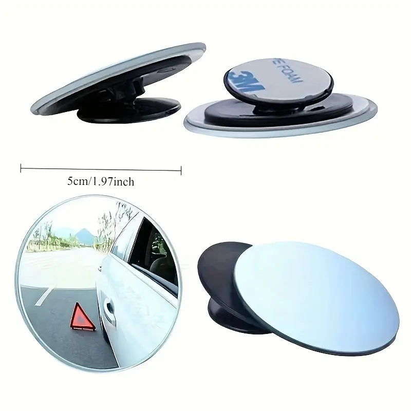 2pcs Car Blind Spot Rear View Mirror Wide Angle 360 Degree Adjustable Small Round Mirror Car Reverse Auxiliary Rearview Convex Mirror