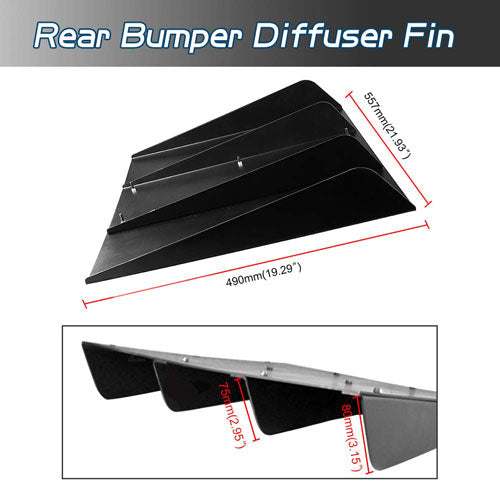 4Fin Universal Lower Rear Body Bumper Lip Diffuser Shark Fin Spoiler Gloss Black